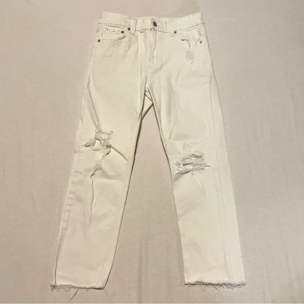 Gap Cheeky Straight High Rise Jeans Distressed Woman’s Size 27 4 Petite